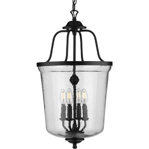 Progress Lighting Bowman 4-Light Black Pendant, Steel, Matte Black, Clear Glass Shade - 1 of 3