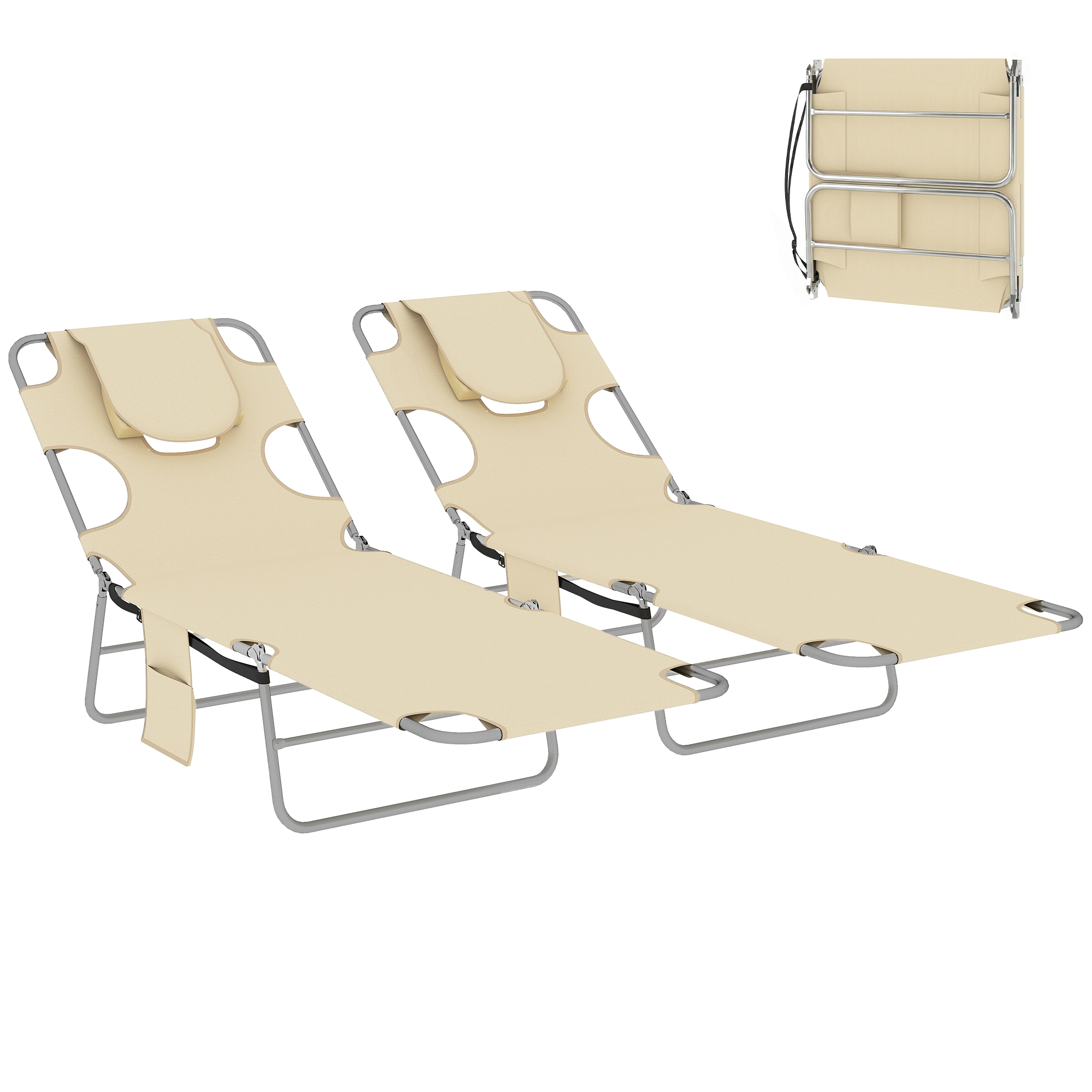 Folding Beach Lounge Chair Set of 2