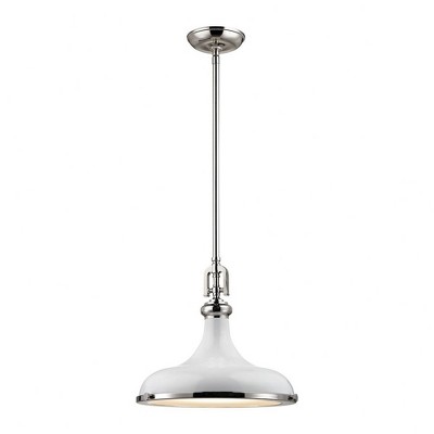 Elk Home Rutherford 1 - Light Pendant in  Gloss White/Polished Nickel