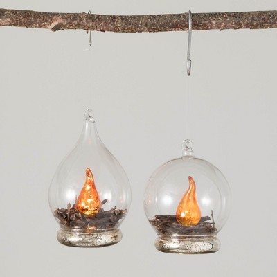 6.25"H and 5"H Sullivans Lighted Campfire Ornament - Set of 2  Multicolored Christmas Ornaments