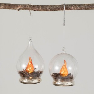 6.25"H and 5"H Sullivans Lighted Campfire Ornament - Set of 2  Multicolored Christmas Ornaments - 1 of 2
