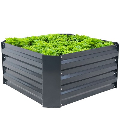 Galvanized Steel 20" Dark Gray Raised Garden Bed for Outdoor Spaces