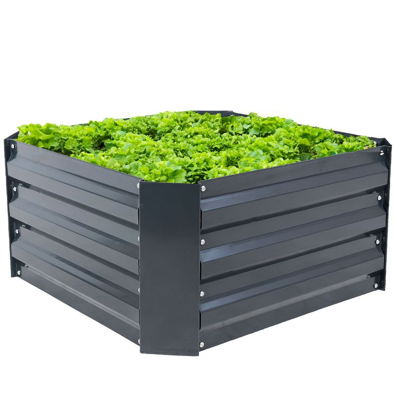 Sunnydaze Corrugated Galvanized Steel Raised Garden Bed for Plants, Vegetables, and Flowers - 24" Square x 11.75" H, 5 of 10