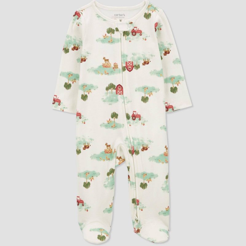 Carter's Just One You®️ Baby Creme Farm Footed Pajama - Orange, 1 of 4
