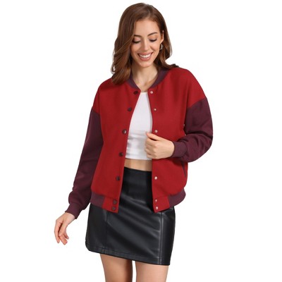 Jess By Meiko Classic Color Blocked Snap Button Mandarin Collar Jacket
