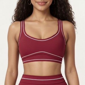 Anna-Kaci Active Women's Sports Bra with Scoop Neck, Wide Straps, and Contrast Stitch Detailing for Medium Support - 1 of 4