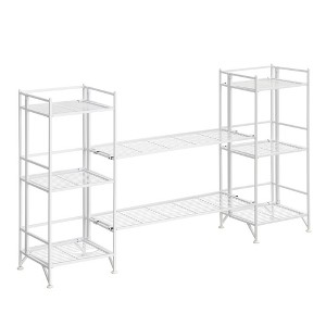 Breighton Home 32.5" Xtra Storage 3 Tier Folding Metal Shelves with Set of 2 Deluxe Extension Shelves in White - 1 of 4