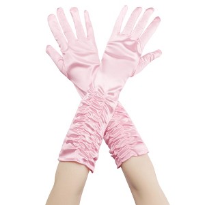 INSPIRE CHIC Women's Satin Opera Length Gloves with Pleats - 1 of 4