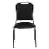 Emma and Oliver 4 Pack Angled Back Stacking Banquet Chair in Black Vinyl with Silver Vein Frame - 4 of 4