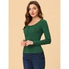 Allegra K Women's Solid Color Ruched Front Scoop Neck Long Sleeve Basic Tops - 3 of 4