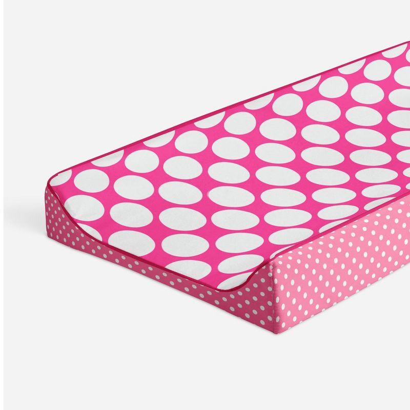 Bacati - MixNMatch Pink Large Dots Changing Pad Cover, 1 of 10