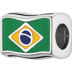 Sterling Silver Travel Charm - World Flags Country Bead for Bracelets, Gift for Mom & Daughter - 1 of 4