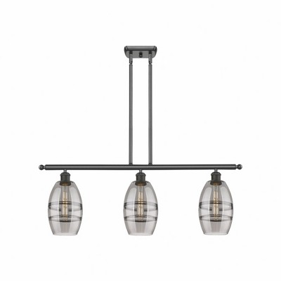 Vaz - 3 Light Stem Hung Island In Industrial Style-8.63 Inches Tall and 36 Inches Wide