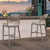PURPLE LEAF 2 Pieces Bar Stools Patio Modern Rattan Barstools Aluminum Woven Tall Bar Chairs with Cushions for Outdoor Kitchen Island Garden - 3 of 4