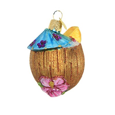 Old World Christmas 2.75 In Tropical Coconut Drink Ornament Umbrella Pineapple Tree Ornaments