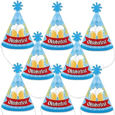 Big Dot of Happiness Oktoberfest - Mini Cone German Beer Festival Hats - Small Little Party Hats - Set of 8