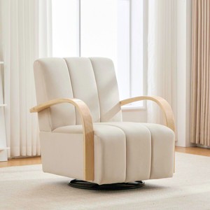 Swivel Accent Chair,Modern 360° Upholstered Lounge Chair with Solid Wood Armrests and Tufted Seat for Living Room Bedroom Office-Baofuwish - 1 of 4