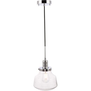 Elegant Lighting Lyle 1 light Chrome and Clear seeded glass pendant - 1 of 4