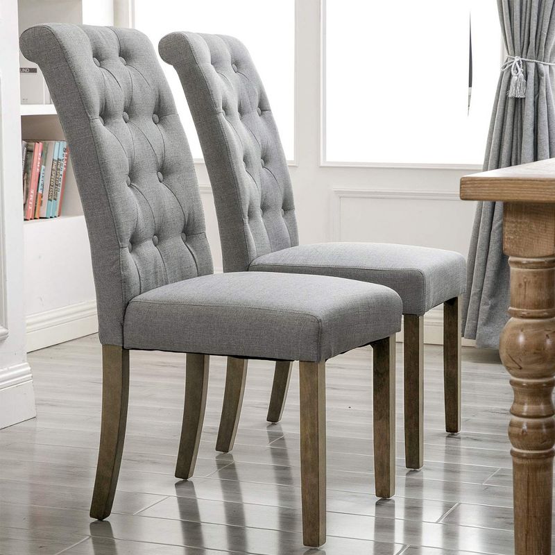 Set of 2 Aristocratic Solid Wood Tufted Dining Chair-ModernLuxe, 3 of 8