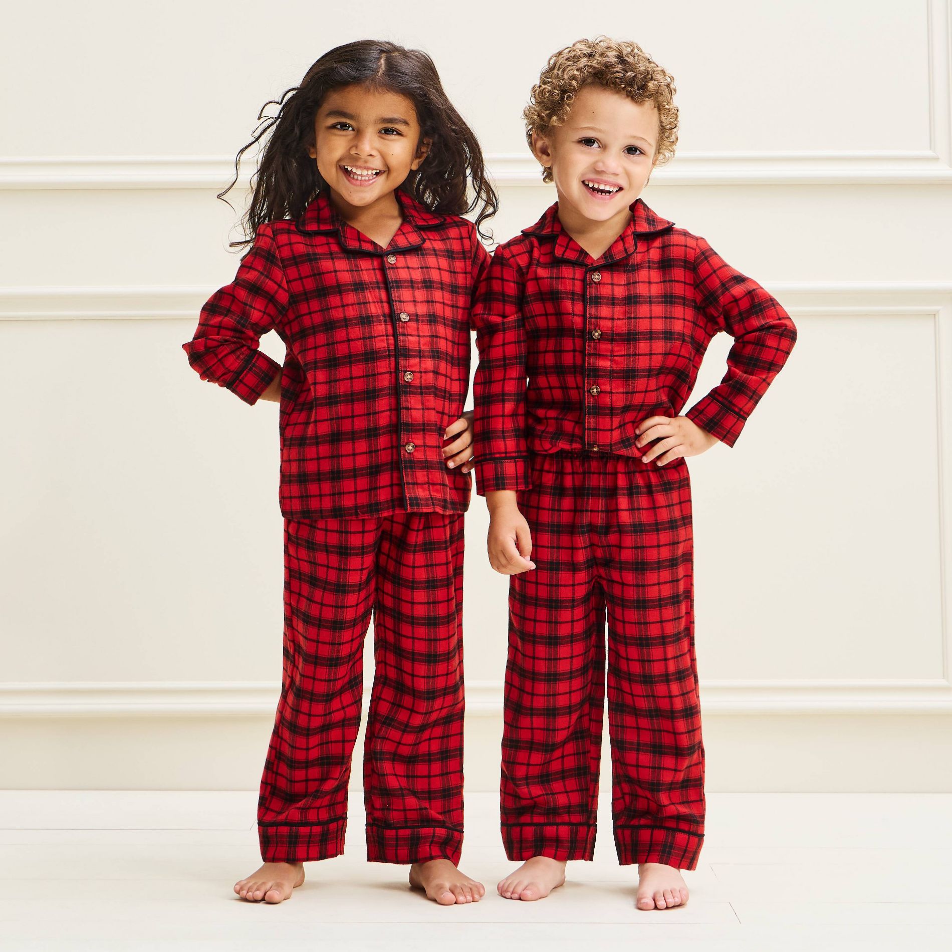 Toddler Holiday Plaid Flannel Matching Family Pajama Set 2pc - Wondershop™​​​​​​​ Red/Black 18M