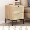 Brafabhome Rattan Nightstands Set of 2 with Drawers, Accent Sofa End Tables Modern Bedside Table with Large Storage for Bedroom Living Room | Beige - 4 of 4
