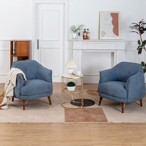 DYHOME Mid-Century Modern Accent Chair, Tufted Upholstered Armchair for Living Room, Bedroom, Set of 2 - 1 of 4