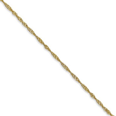 Black Bow Jewelry 1.3mm 10k Yellow Gold Singapore Chain Necklace