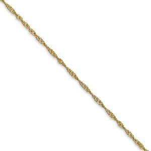 Black Bow Jewelry 1.3mm 10k Yellow Gold Singapore Chain Necklace - 1 of 4