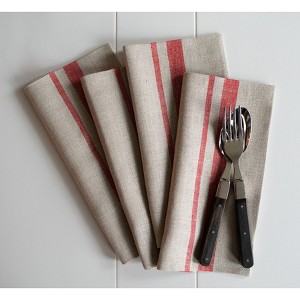 Solino Home Striped Linen Dinner Napkins | French Stripe - 1 of 4