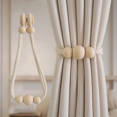 Tree City Natural Wood Beads Tiebacks set of 2(1 pairs)
