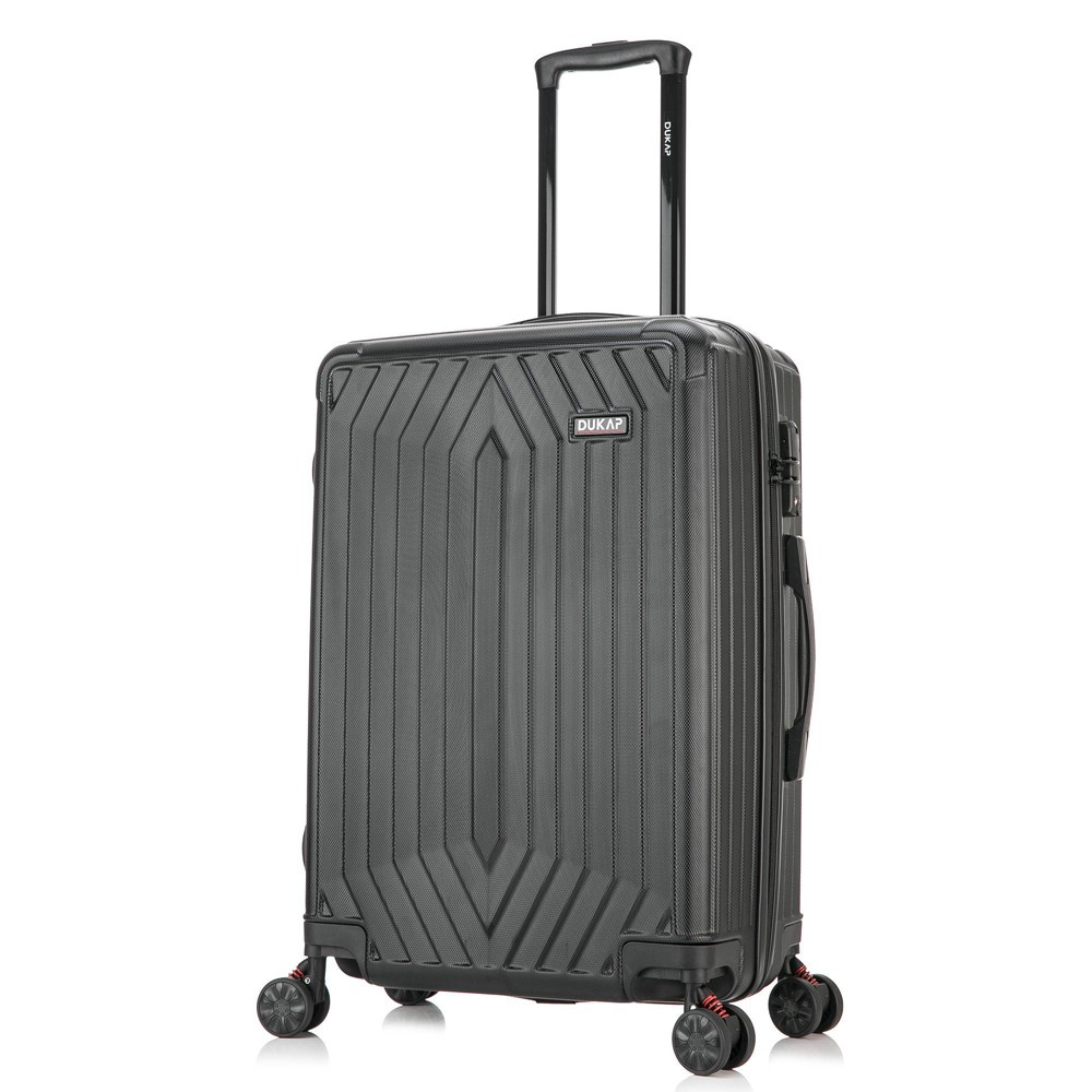 Photos - Luggage Dukap STRATOS Lightweight Hardside Medium Checked Spinner Suitcase - Black 
