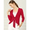 INSPIRE CHIC Women's Tie Front Long Sleeve Crop Ruffle Knit Cardigan Sweaters - 3 of 4