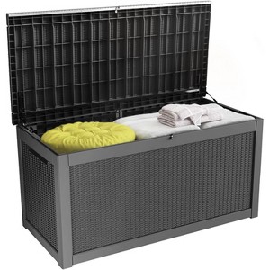 MaseiKar 100 Gallon Waterproof Deck Box, Lockable Resin Storage Box for Patio Furniture Cushions Garden Tools and Outdoor Delivery Storage - 1 of 4