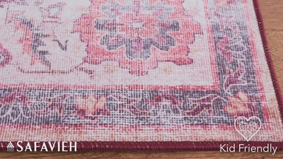 Rust and Beige 8' x 10' Machine Washable Synthetic Area Rug