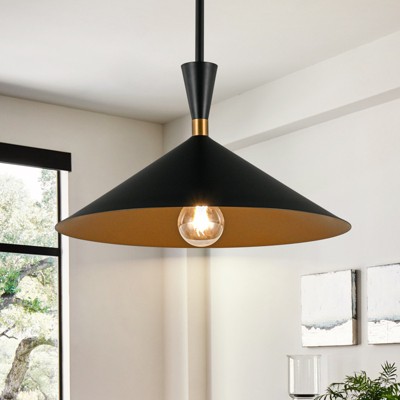 LLHZSY 15" Modern Industiral Dome Pendant Chandelier for Kitchen Island- Black/ White