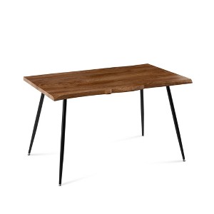 Vynxaria S Shape Brown 47.2'' Irregular Dining Table with Metal Legs - 1 of 4
