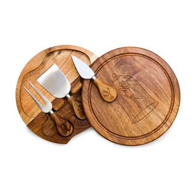 Toscana Disney Beauty and the Beast Acacia Brie Cheese Cutting Charcuterie Board and Tools Set