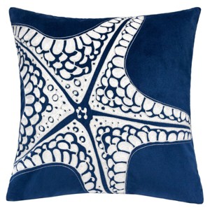 ChicFurnit Bed Pillows Seastar Starfish Home Pillow Velvet Decor Pillow with Hidden Zipper Cotton Pillows for Living Room Decoration, Blue, 20"*1"*20" - 1 of 4
