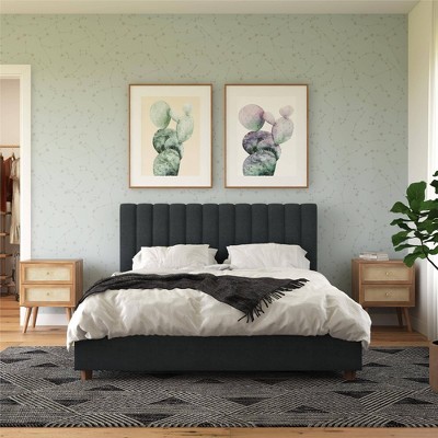 Elegant Queen-Sized Brittany Platform Bed with Tufted Linen Upholstery