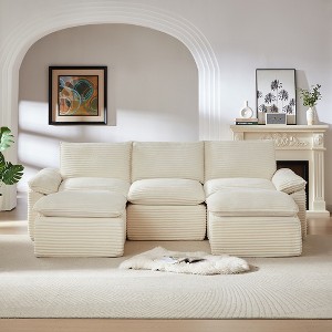 Racxily Modern corduroy cloud sofa, can be freely combined and has a comfortable sitting experience, suitable for modern living room - 1 of 4