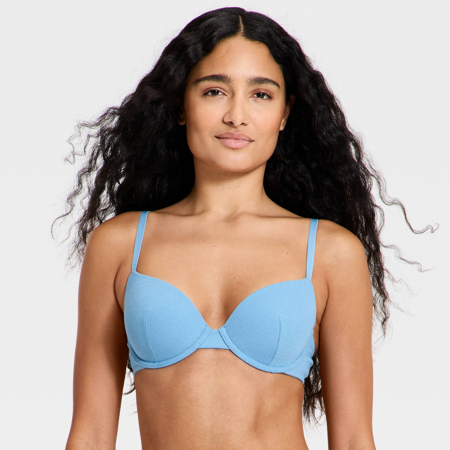 Women's Lightly Lined Ribbed Demi Bra - Wild Fable™