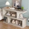 Indoor Retro Console Table,Solid Wood Small Space Bookshelf With Symmetrical 2 Tier Open Shelf For Entryway And Living Room-Cuddlewood - 3 of 4