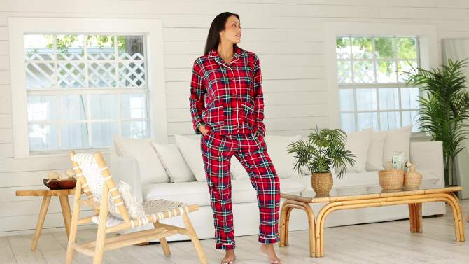 ADR Women's Soft Warm Fleece Pajamas Lounge Set, Long Sleeve Top and Pants, PJ, 2 of 7, play video