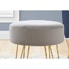 Monarch Specialties Ottoman Pouf Footrest Foot Stool 14Inch Round Fabric Metal Legs Grey Gold Contemporary Modern - 4 of 4