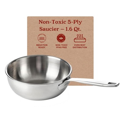 Alva Maestro 1.6 Qt Stainless Steel Non-Stick Saucier with Pour Spout