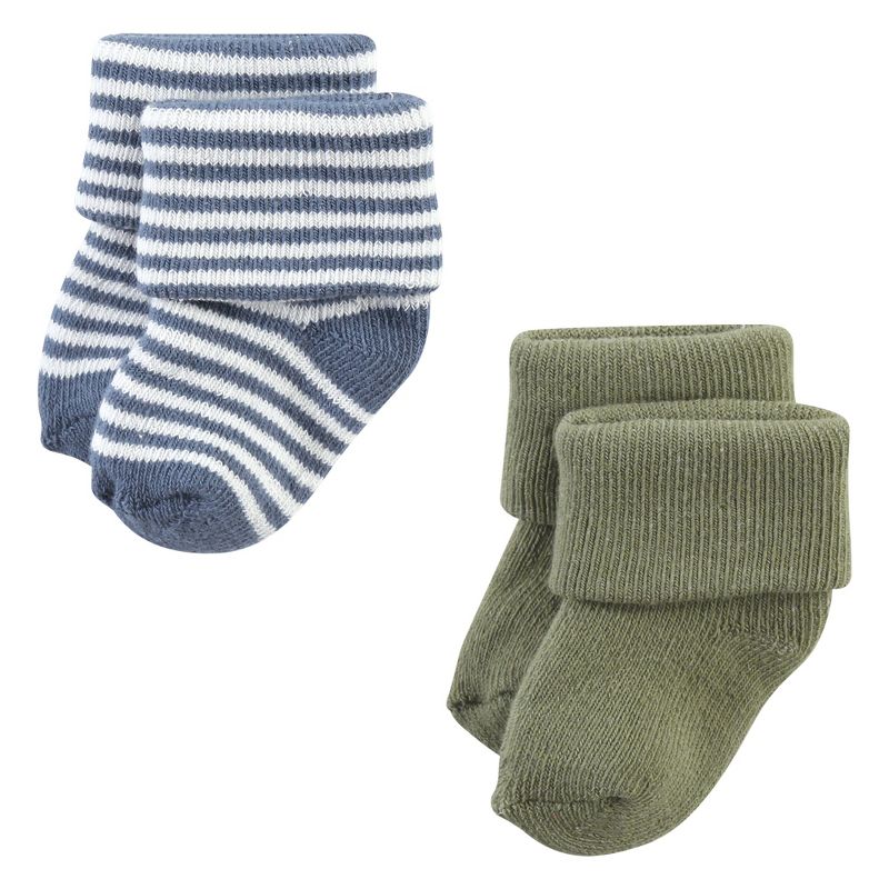 Hudson Baby Infant Boy Cotton Rich Newborn and Terry Socks, Blue Sage Stripe, 5 of 9