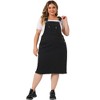 Women's Plus Size Overall Distressed Racerback with Pockets Denim Jumpers Dress - Agnes Orinda - 3 of 4