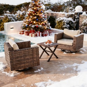 EAGLE PEAK Harbor Haven 3PCS Outdoor Swivel Glider Chairs with Side Table, Thickened Cushions & Deep Seat - 1 of 4