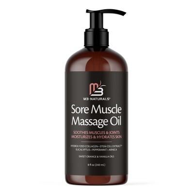 M3 Naturals Massage Oil, Anti-Cellulite, Arnica Sore Muscles, Lavender, Ylang Ylang & Ginger, Cellulite Remover & Skin Tightening Body Oil, 8oz