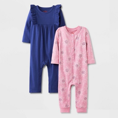 Image of Baby Girls' 2pk Ruffle Romper Set - Cat & Jack™ Pink Newborn